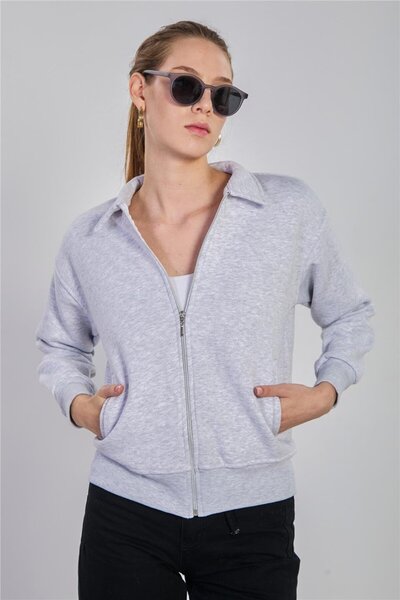 BARRELS AND OIL سويت شيرت نسائي بياقة وسحاب - كار ميلانج