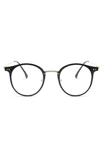 Angel Eyes Black Gold Metal Framed Computer Glasses Blue Light Protective Clear Lens
