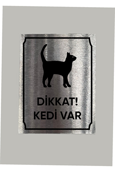 Metal Caution There is a Cat Warning Sign 14x20 cm Adhesive Back