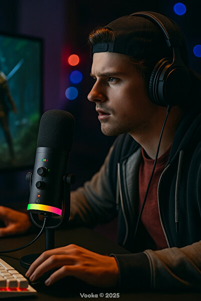 VOOKA Professional Rgb Streamer Gaming Microphone Condenser Gamer Tiktok Pc |   Ps4 |   Ps5 |   Laptop Podcast