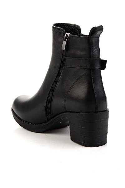 Bambi Siyah Siyah Hakiki Deri Kadın Bot & Bootie K02040500103