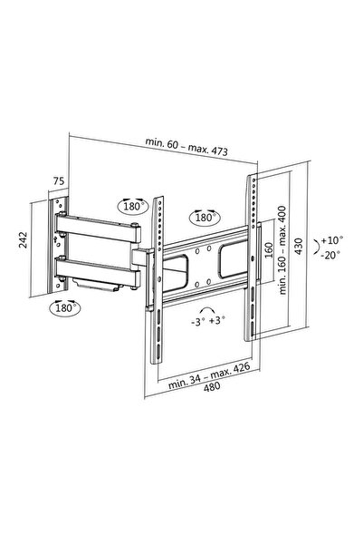 LogiLink TV stand, LogiLink, 32”/55” 50 kg, black