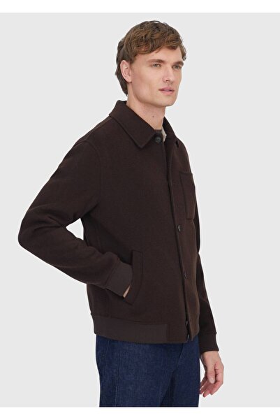 Ramsey Kahverengi Regular Fit Dik Yaka Casual Örme Mont