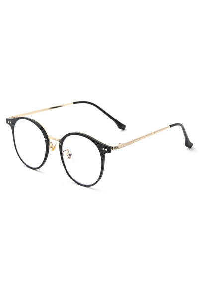 Angel Eyes Black Gold Metal Framed Computer Glasses Blue Light Protective Clear Lens