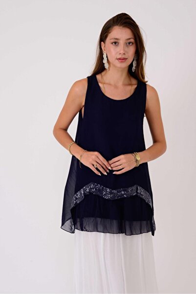 Park Moda 66195 ΜΕΤΑΞΥΛΙΑΚΟ ΜΠΛΟΥΖΑ ΜΕ ΠΑΝΤΕΛΟΝΙΑ ΛΕΠΤΟΜΕΡΗ ΣΧΕΔΙΑΣΜΟΥ