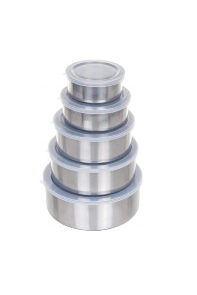 eOptima Set 5 Stainless Steel Food Containers with Transparent Plastic Lids, ProFood