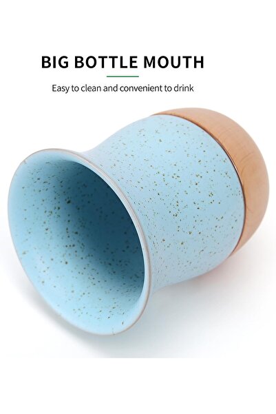 Lava Roastery Ceramic and Wood Yerba Mate Cup Mug High Quality, 8.79 oz