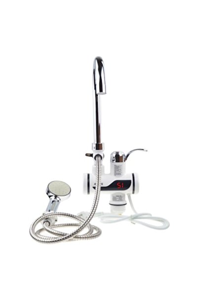 AMRY Robinet electric de perete pentru încălzirea apei cu duș, furtun, telecomandă și afișaj LCD pentru temperatură, Inst.