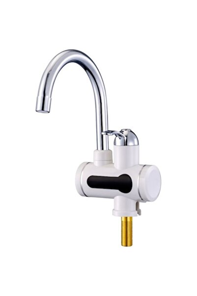 stuffix Electric Faucet, 3000W, Temperature Control, LCD Display, Silver-White