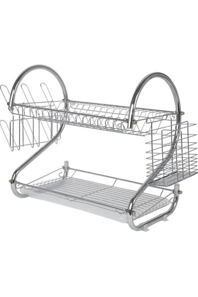 Deliny Drying Rack with Plastic Tray, 2 Levels, 36x33x22 cm, Silver
