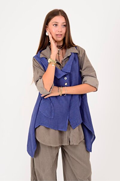 Park Moda 12168 ΑΣΥΜΜΕΤΡΙΚΗ ΚΟΠΗ ΚΟΥΜΠΙ ΛΕΠΤΟΜΕΡΗΣ ΑΜΠΟΥΡΑ ΛΕΝΤΕ ΜΠΛΟΥΖΑ