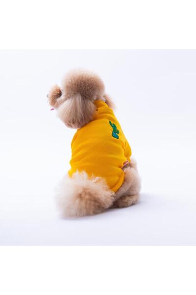 Pawstar Yellow Cactus Embroidered Stretchy Cat Dog Sweatshirt - Cat Dog Outfit