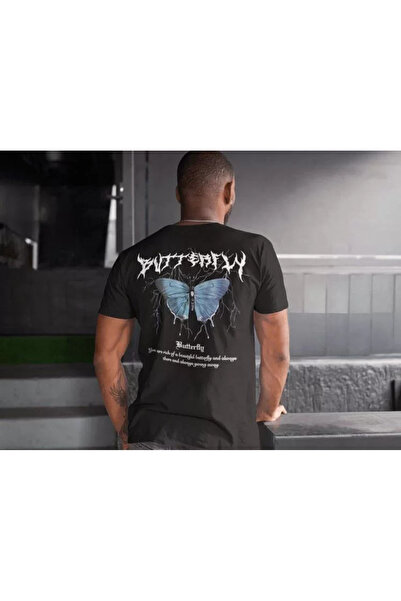 Wear Up Ανδρικό μπλουζάκι με στάμπα με λαιμόκοψη - Μαύρο