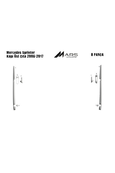 Marscockpitdesign شريط علوي للباب لسيارة مرسيدس سبرينتر-كرافتر 2006 8 قطع