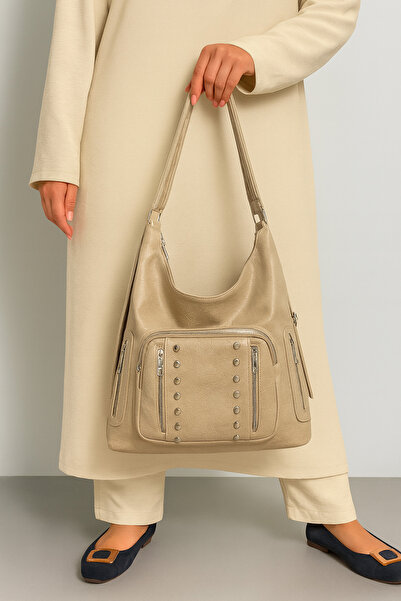 çantamgelsin Soft Faux Leather Mink Women's Bag Suitable for Hand Shoulder and Back Use