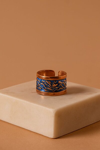 Zeyn El İşi Otantik Bakır Buruşuk Yüzük