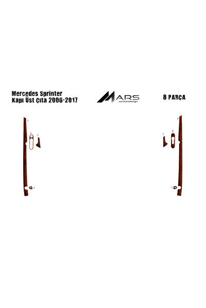 Marscockpitdesign شريط علوي للباب لسيارة مرسيدس سبرينتر-كرافتر 2006 8 قطع