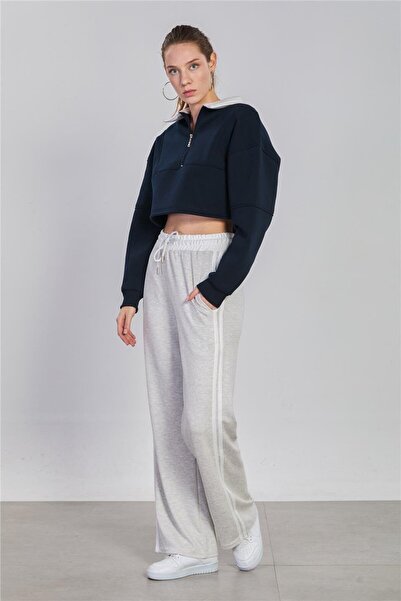 BARRELS AND OIL Women's Waist Color Garnished Sweatpants - Snow Melange
