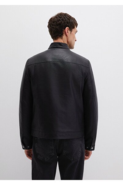 Mavi black brando erkek deri mont siyah