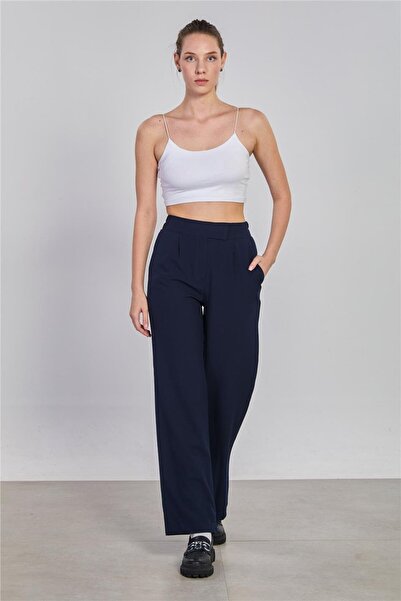 BARRELS AND OIL Pantaloni de damă din material textil cu velcro în talie - Bl...