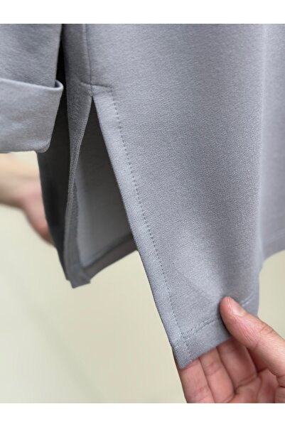 BENAHOLL Ariyla με ραφές στο μπροστινό μέρος και στα άκρα των μανικιών, άνοιγμα κορδόνια στα πλαϊνά Sweat-ZN5988 Γκρι