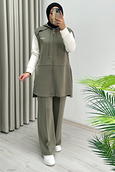 T Moda Store Tripen Yeni Sezon Premium Kalite Kapüşonlu Yelekli Tesettür Üçlü Takım