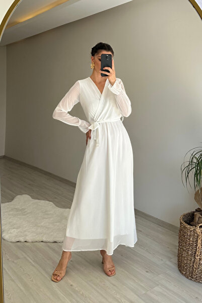 Neşeli Butik rochie maxi din șifon cu mâneci lungi pentru femei NM001