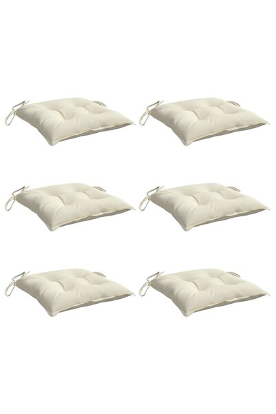 vidaxl Chair Cushions vidaXL, Set of 6, Cream White, 40x40x7 cm, Oxford Textile, 2.25 Kg