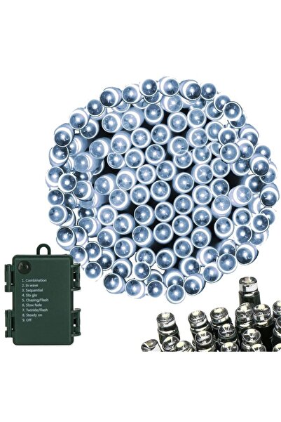 Springos Outdoor Christmas Lights, 10 meters, 100 LEDs, Battery-Powered, Cold White