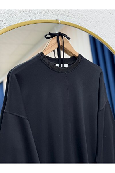 BENAHOLL Ariyla με ραφές στο μπροστινό μέρος και στα άκρα των μανικιών, άνοιγμα κορδόνια στα πλαϊνά Sweat-ZN5988 Μαύρο