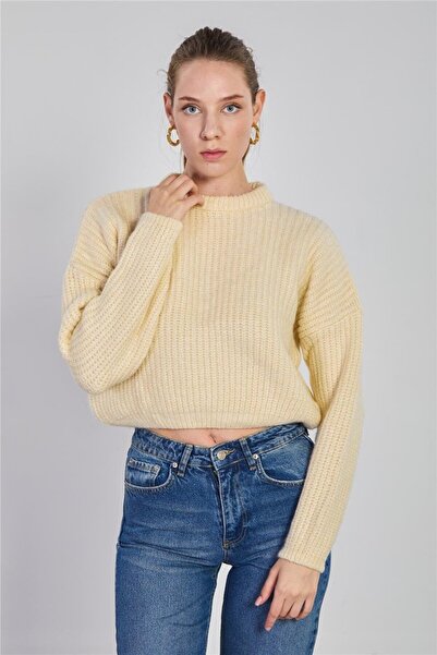 BARRELS AND OIL Women's Braided Crop Sweater - Stone Color