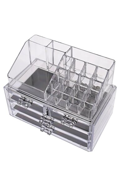 BRAVOSHOP Οργανωτής/Βάση για μακιγιάζ με συρτάρια, διαφανής