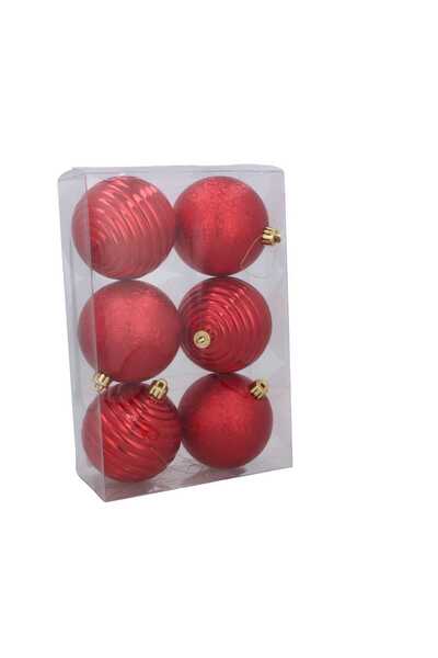 Selgot Ornamente de Crăciun, 8 cm, Roșu, Set de 6