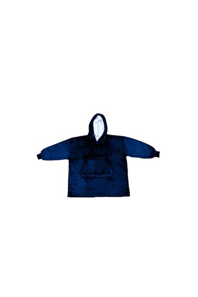 Doty Pătură CosyHoodie cu mâneci, glugă și buzunar tip marsupiu, 80 x 100 cm - Bleumarin/Alb (Doty)