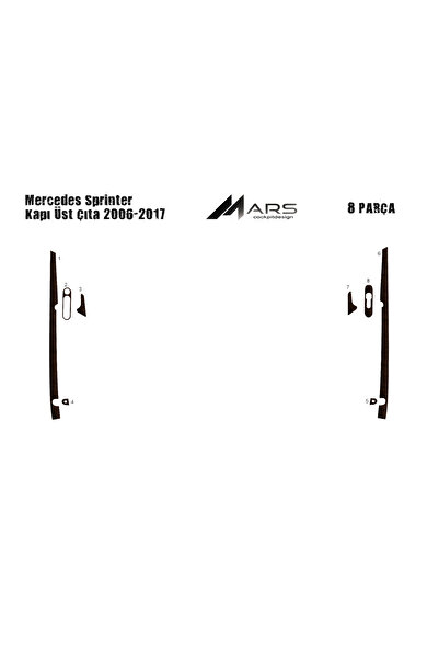 Marscockpitdesign شريط علوي للباب لسيارة مرسيدس سبرينتر-كرافتر 2006 8 قطع