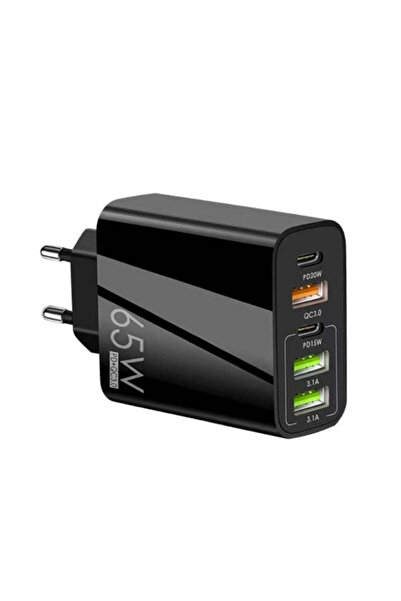 DigikalaX Цифрово зарядно устройство Kala, 5 порта, бързо зареждане 65W, 3 x ...