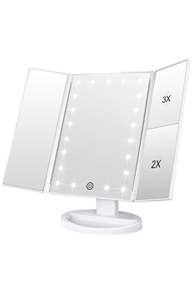 Deliny Oglindă de machiaj LED, ®Deliny, mărire 2-3x, buton tactil, albă