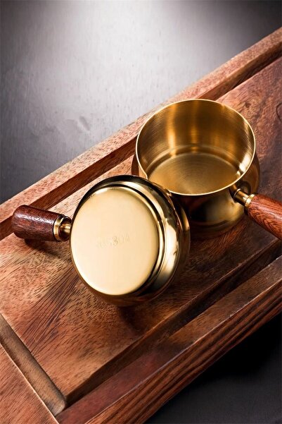 Qerhome Stainless Steel Espressos Cups Sauce Cups with Wooden Handle Sauces and Drinks 6 Oz/180 ml 1 Pc