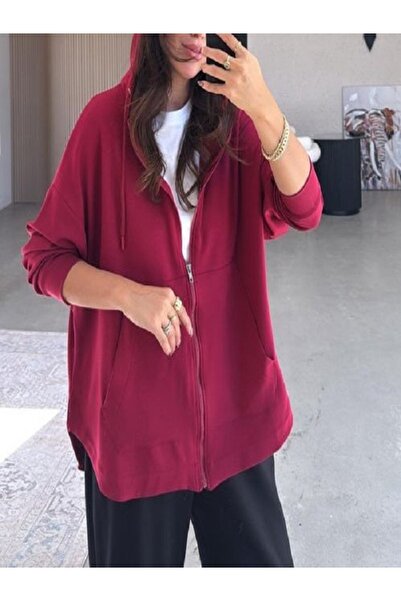 Özgürbutik سترة رياضية كبيرة الحجم بغطاء للرأس من قماش موبال