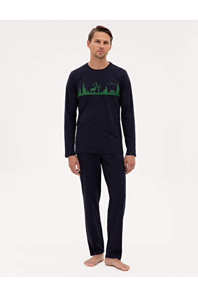 Pierre Cardin طقم بيجامة باللون الأزرق الداكن 50322636-200