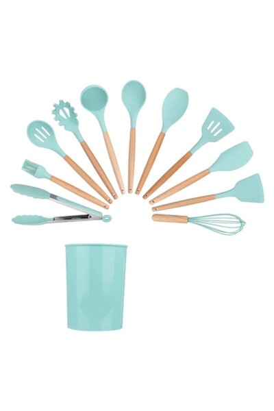 saiconcept Set 12 piese, ustensile de bucătărie din lemn și silicon alimentar...