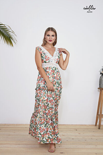 Stylish فستان ماكسي مورد عاري الأكتاف