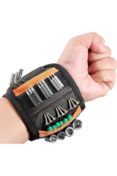 Tovbmup Brățară magnetică cu 15 magneți pentru șuruburi și cuie, neagră