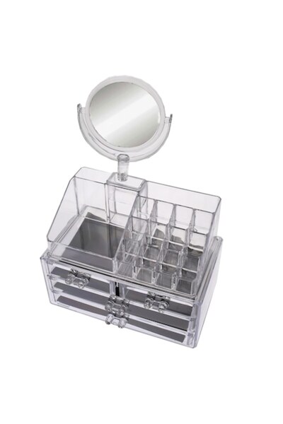 BRAVOSHOP Organizator/suport de machiaj cu oglindă, sertare transparente