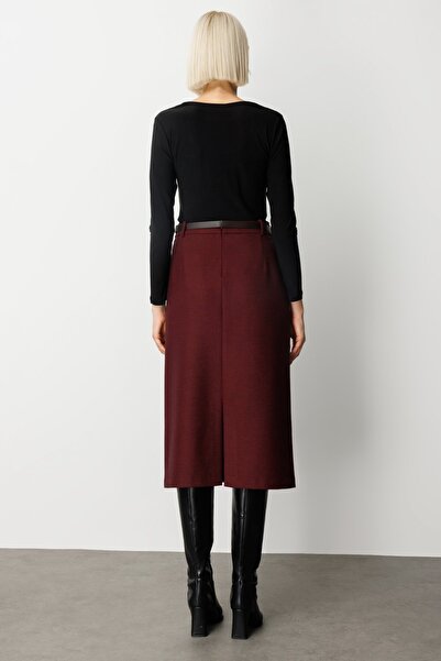 Ekol Beli Belted Slit Midi Skirt