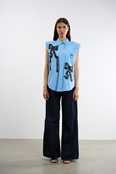 HANIQA Cămașă fără mâneci cu imprimeu cu fundă