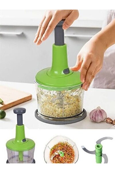 Viyalente Handheld Rondosu with 3 Steel Blades and 1 Liter Bowl Vegetable Fruit Onion Chopper Kitchen Hand Robot Cutter