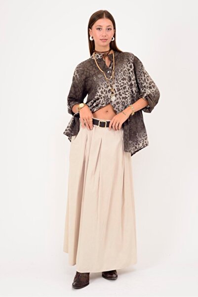 Park Moda 3233 FUSTA LOVA DETALIATA DIN CATIFELA CU FITIL