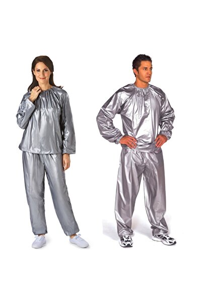 OEM Sauna Suit slimming suit, 2-piece, elastic cuffs, XL, silver