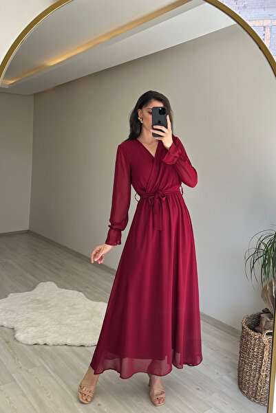 Neşeli Butik rochie maxi din șifon cu mâneci lungi pentru femei NM001